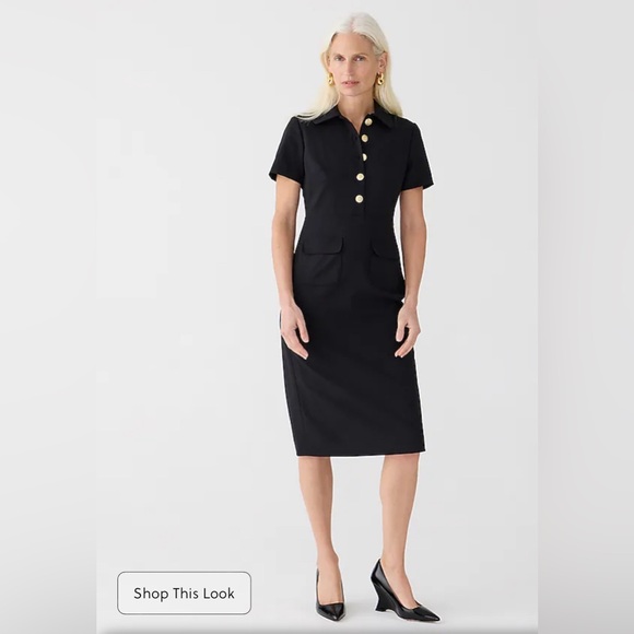 J. Crew Dresses & Skirts - J.Crew Collared Sheath Dress in Bi-stretch Wool Blend Black Size 18